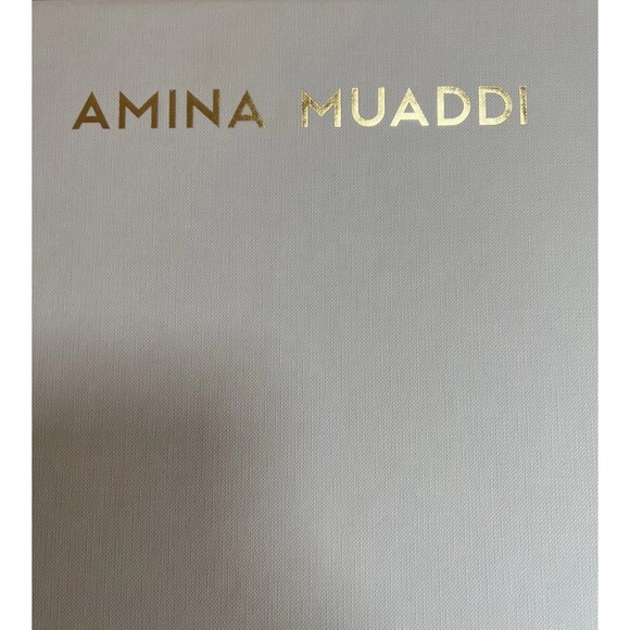 Amina Muaddi Empty Boot Box 12.25x23.5x4.25” and Pink Satin Drawstring Dust Bag - Picture 6 of 10